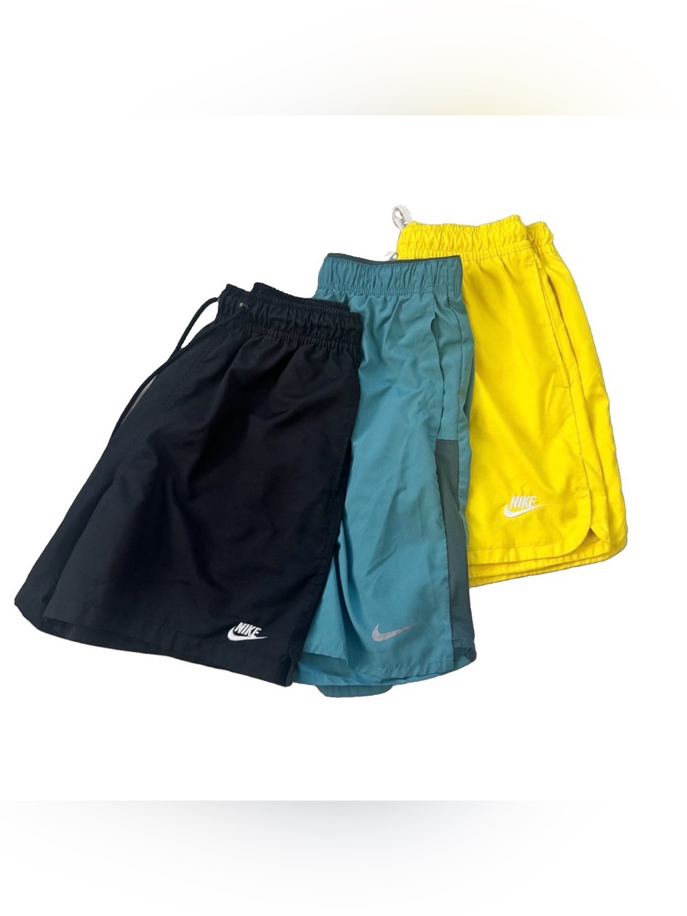 Lot of 3 Nike Athletic Shorts Mens S Teal Yellow Black Gym Running Swim Trunk